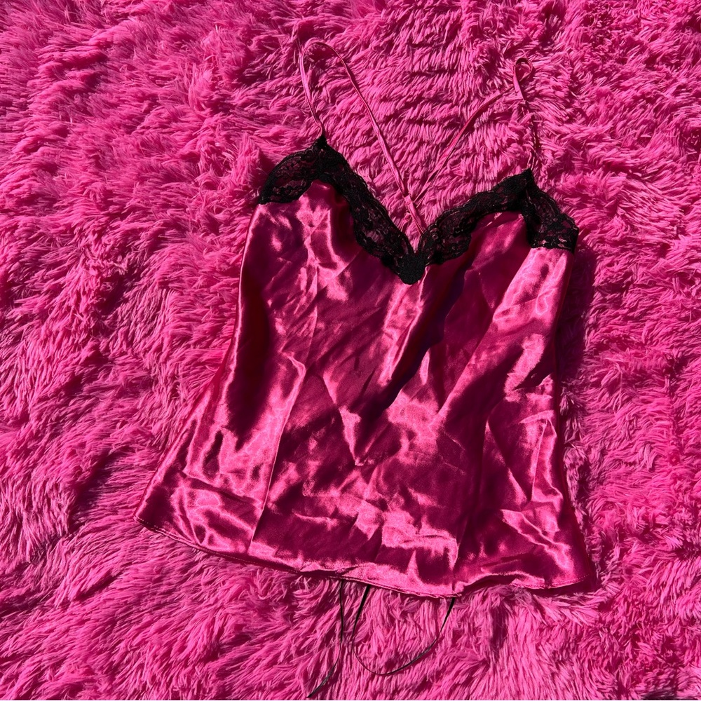hot pink lace cami top